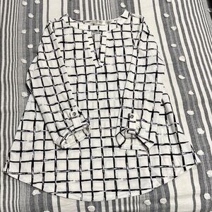 Elegant Black and White Grid Blouse